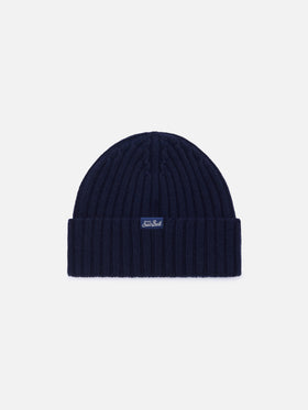 Bonnet Wengen marine blue avec broderie Courmayeur | Special edition 
