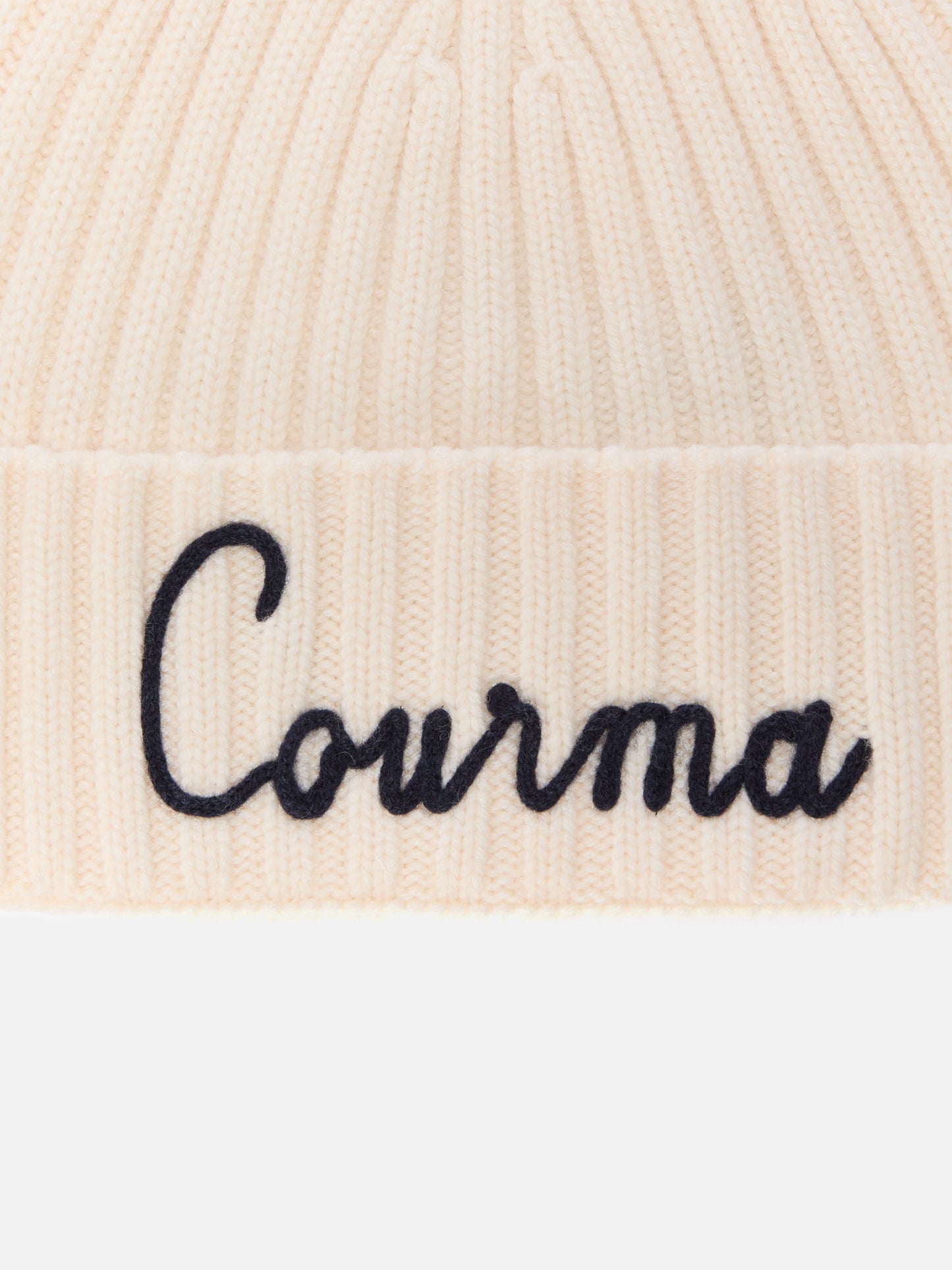 Berretto Wengen in misto cashmere bianco con ricamo Courma
