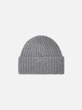 Bonnet Wengen en mélange de cachemire gris avec broderie St. Barth 