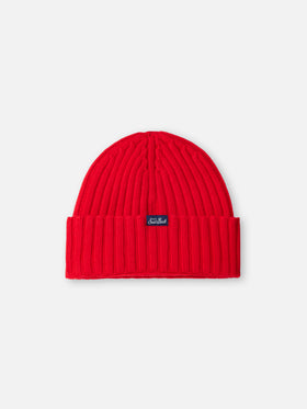 Man red ribbed hat Wengen with Cortina embroidery - MC2 Saint Barth