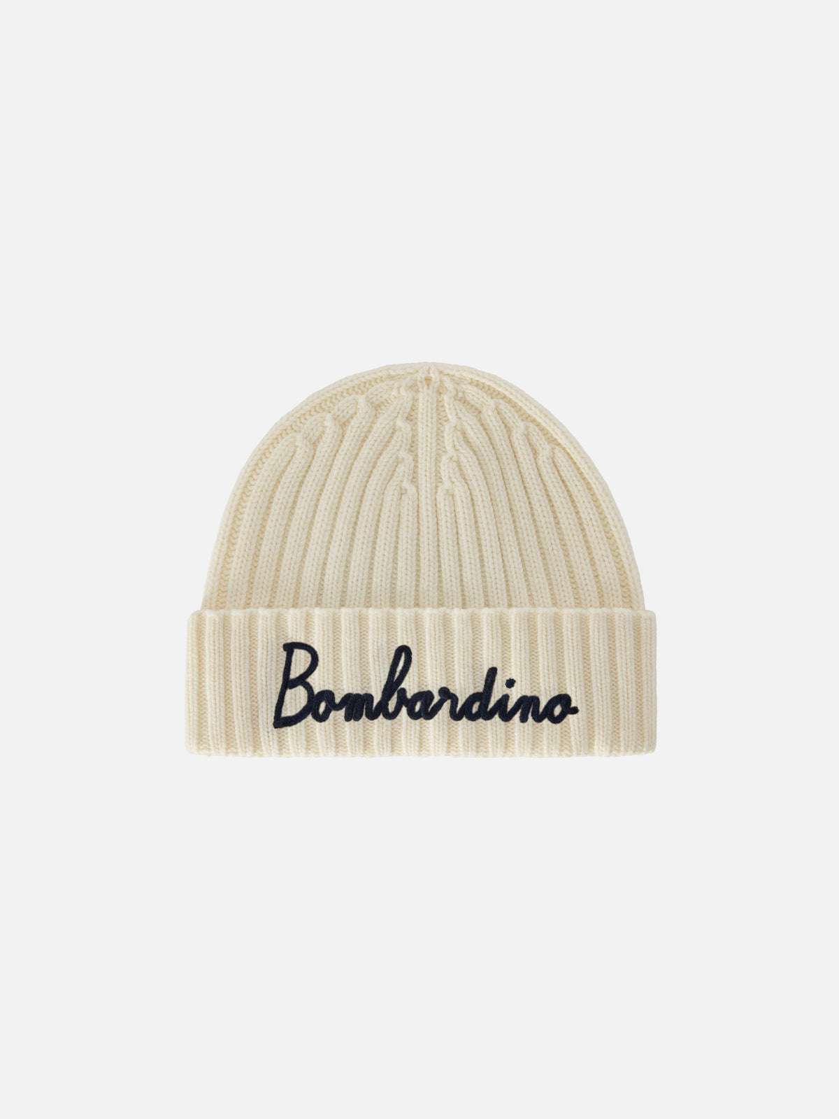 Bonnet Wengen blanc cassé avec broderie Bombardino 