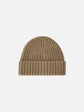 Bonnet Wengen beige avec broderie St. Barth 