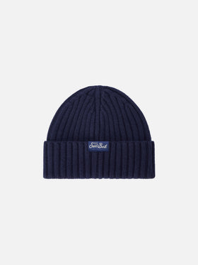 Navy blue Wengen beanie with Après Ski Instructor embroidery