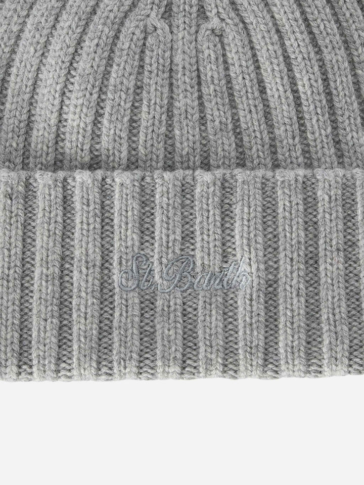 Light grey Wengen beanie with St. Barth embroidery