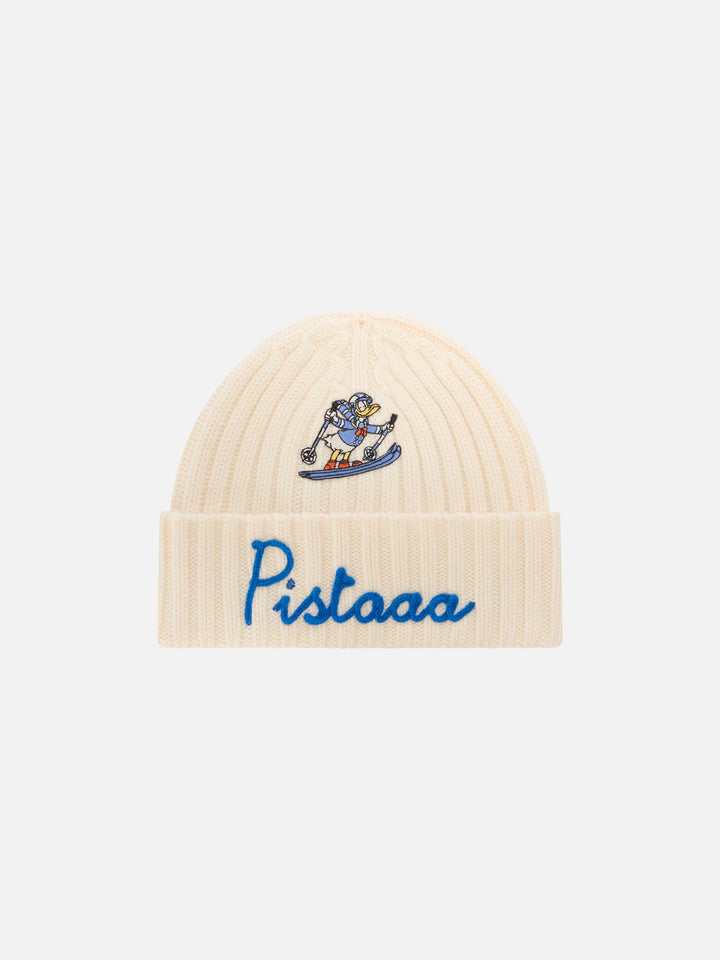 Bonnet Wengen gris clair avec broderie Pistaaa | Special edition 