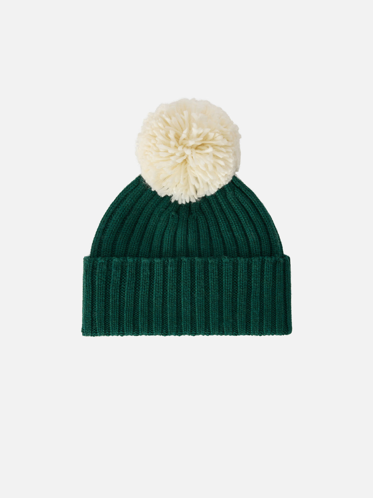 Green Wengen beanie with pompom and St. Barth embroidery