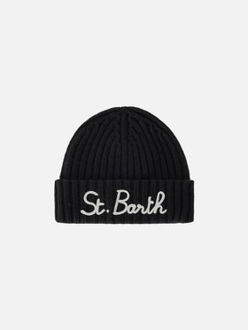 Black Wengen beanie with St. Barth embroidery