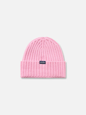 Woman pink ribbed hat Wengen with Queen embroidery - MC2 Saint Barth