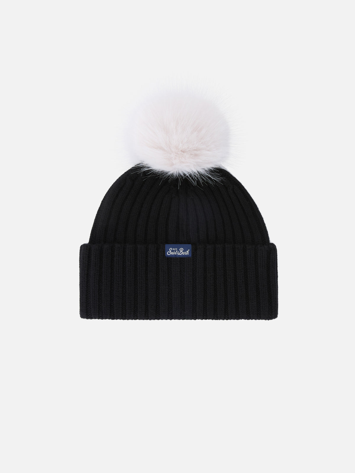 Gorro Wengen negro con pompón y bordado Diva 