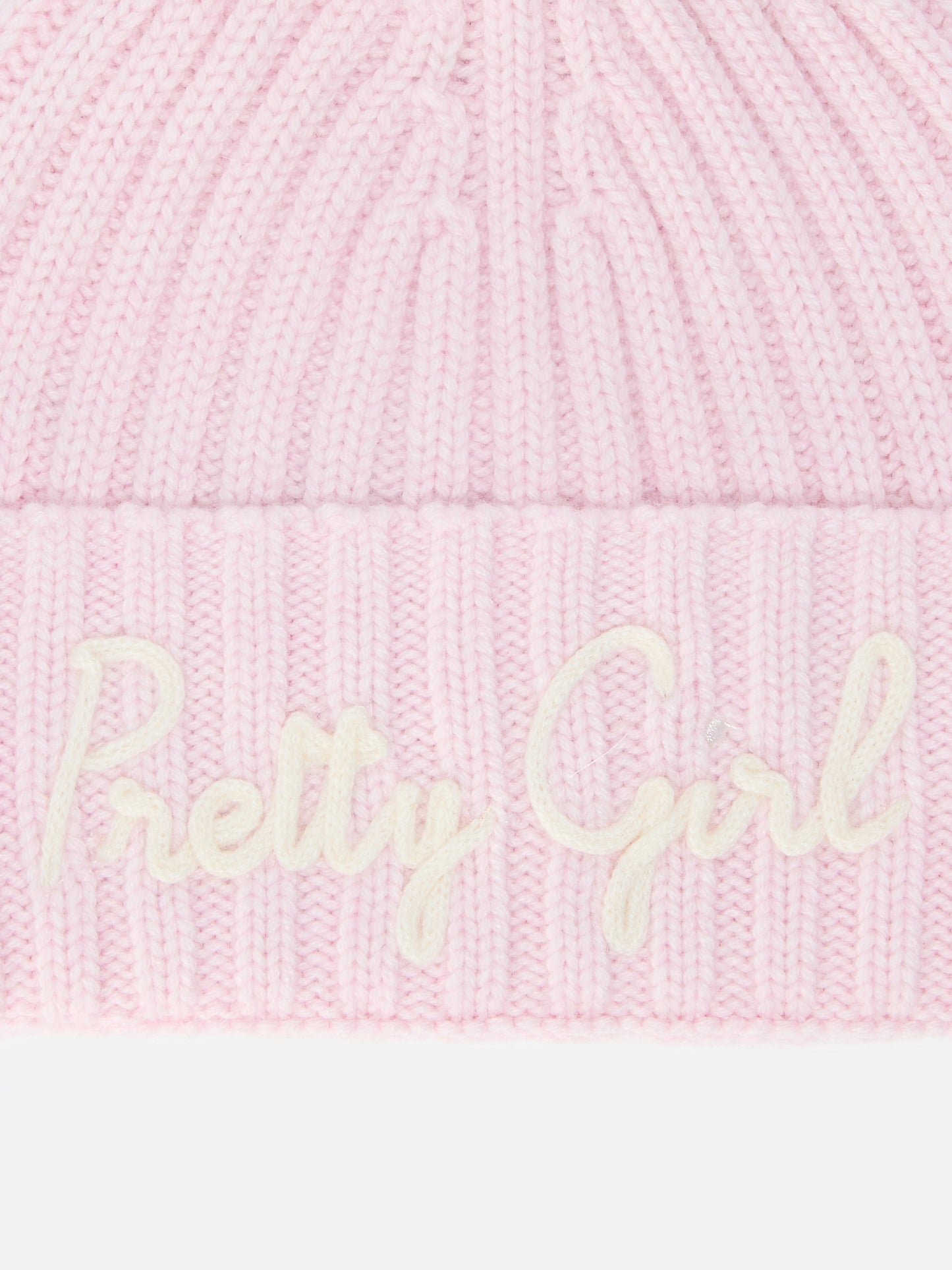 Gorro Wengen Jr F en mezcla de cachemir rosa con bordado Pretty Girl 