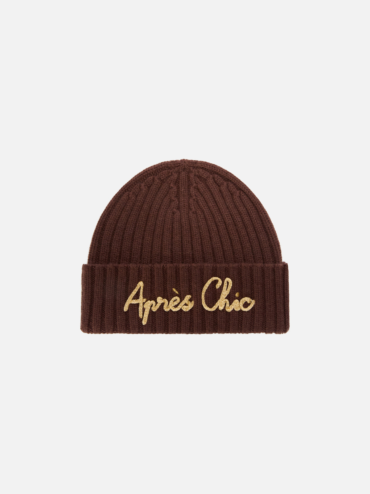 Gorro beanie Wengen marrón con bordado Après Chic 