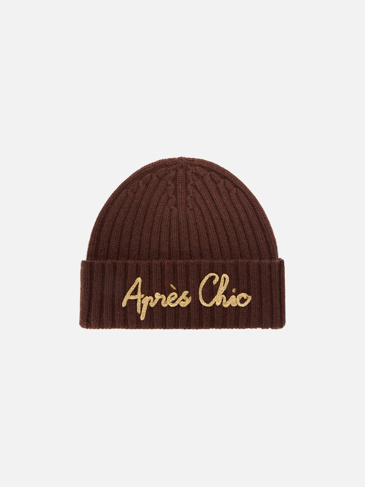 Bonnet Wengen marron avec broderie Après Chic 