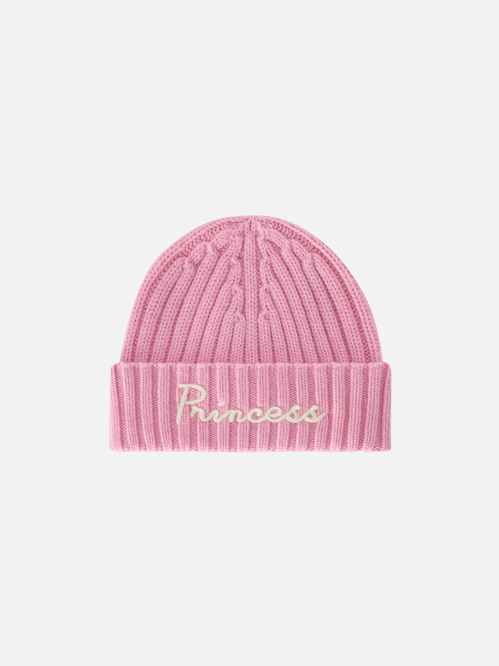 Bonnet Wengen rose avec broderie Princess 