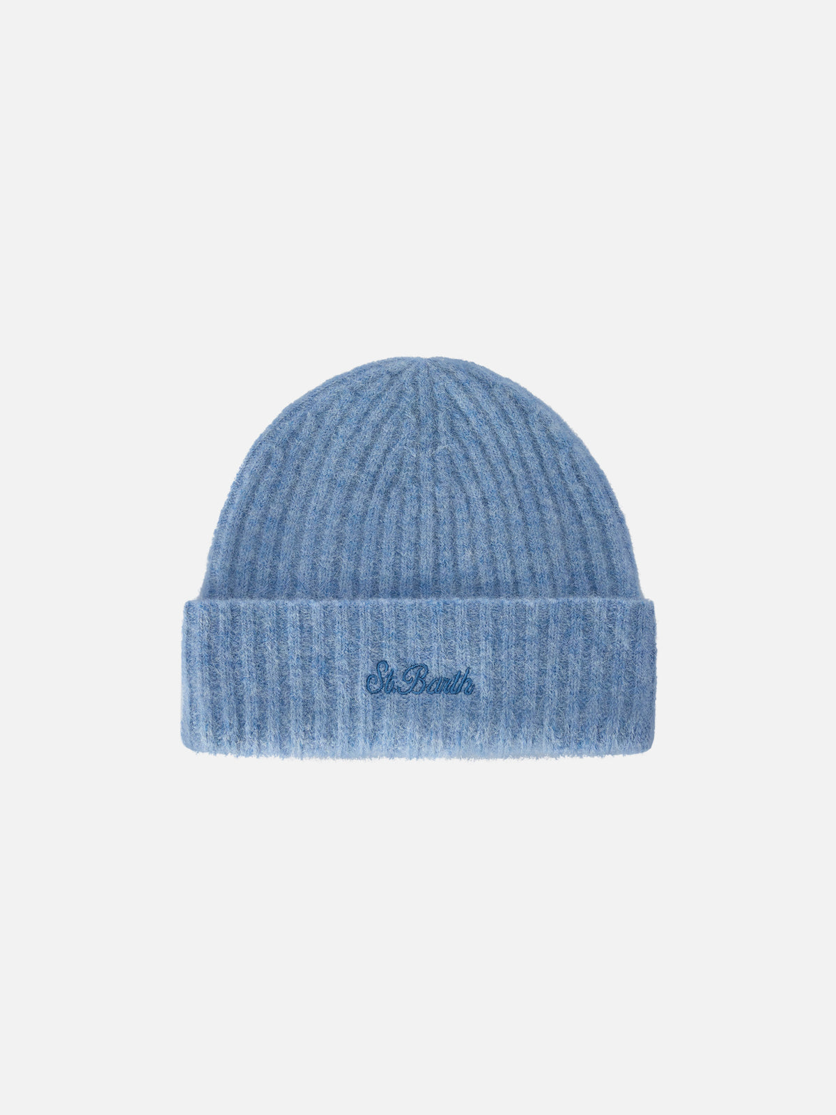 Gorro beanie Wengen ligero de mezcla de alpaca blue con bordado del logo 