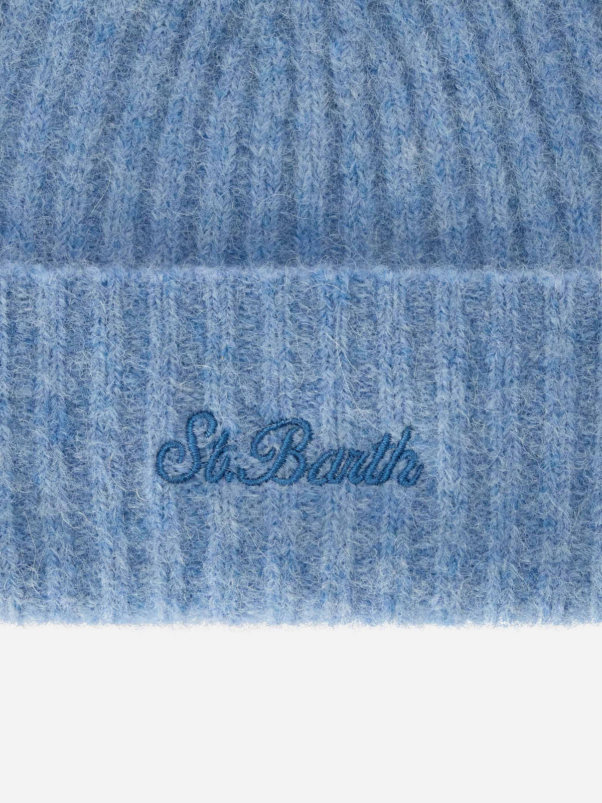Gorro beanie Wengen ligero de mezcla de alpaca blue con bordado del logo 