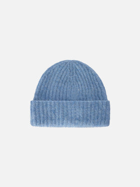 Gorro beanie Wengen ligero de mezcla de alpaca blue con bordado del logo 