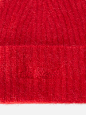 Roter Stretch-Alpakahut Wengen