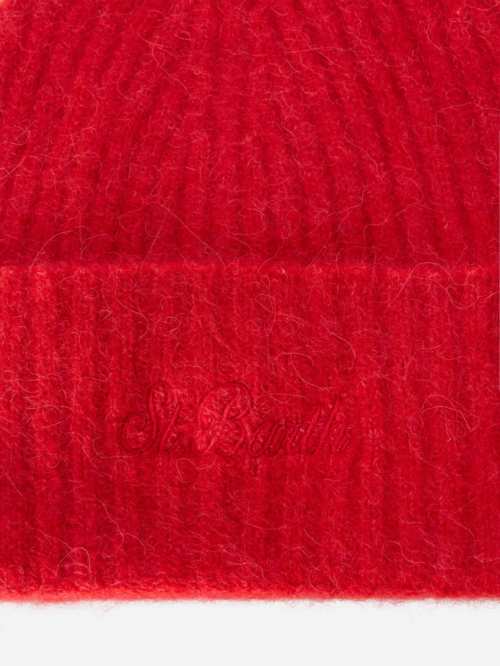 Roter Stretch-Alpakahut Wengen
