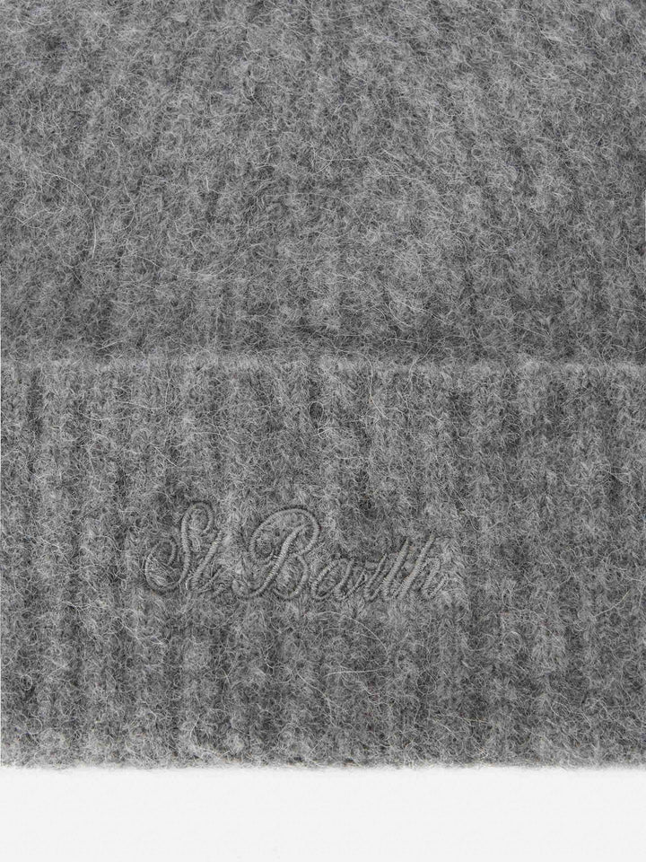 Grau melierte Stretch-Alpaka-Mütze Wengen
