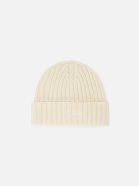Off white Wengen wool beanie with logo embroidery