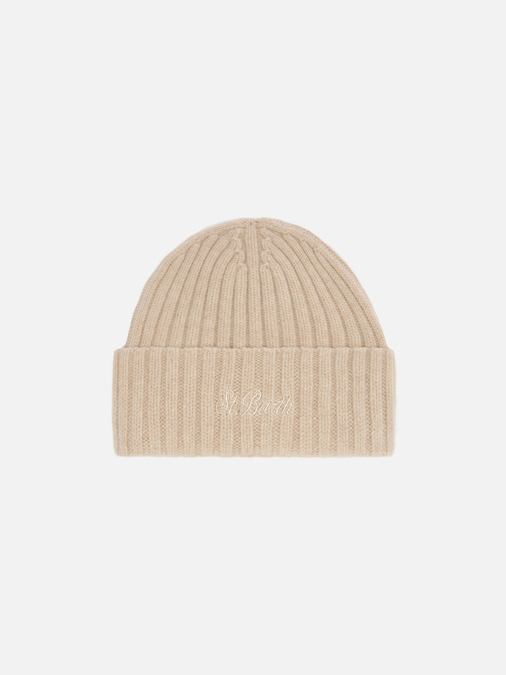 100% WOOL Wengen beanie in beige