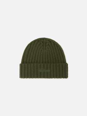 Gorro de lana Wengen verde militar con bordado del logo 