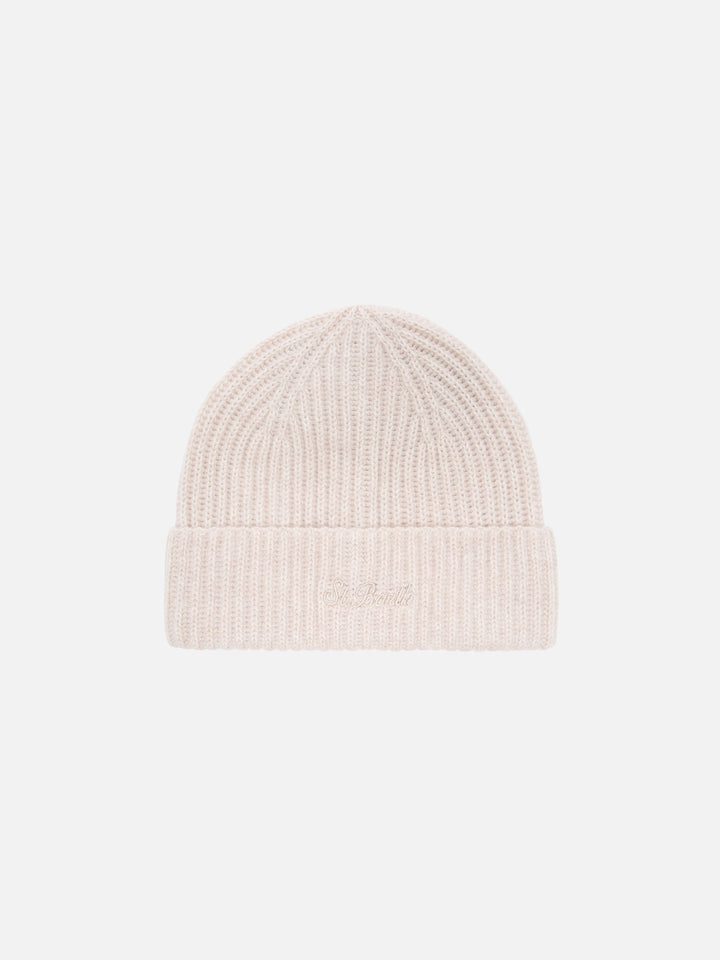 Beige Wengen Kaschmir-Mütze 