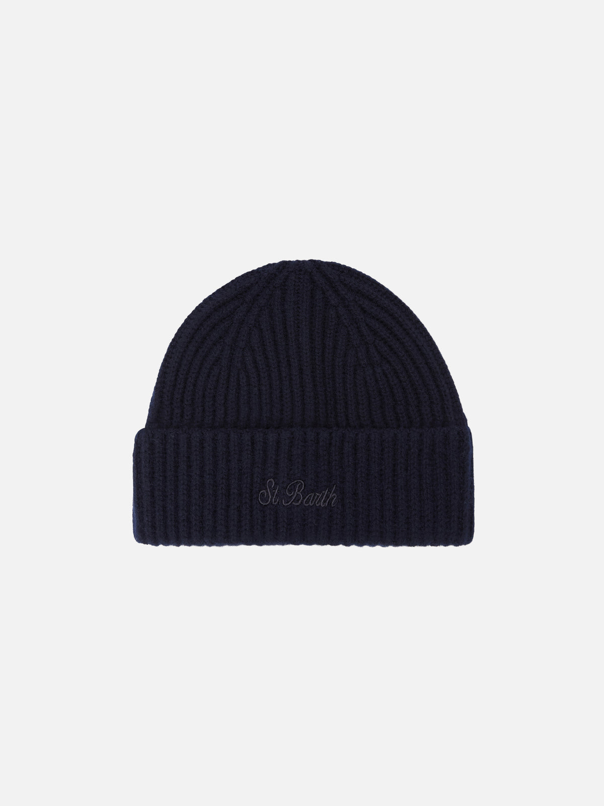 Marineblaues blue Wengen Kaschmir-Beanie 