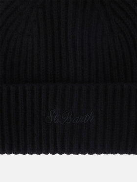 Berretto Wengen nero in cashmere