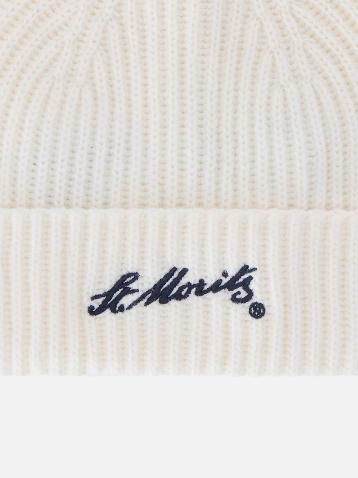 Gorro beanie Wengen de cachemira off white con bordado St. Moritz | Special edition 