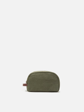 Green Westwood linen beauty bag with embroidered logo