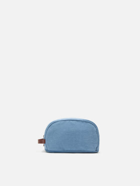 Blue Westwood linen beauty bag with embroidered logo