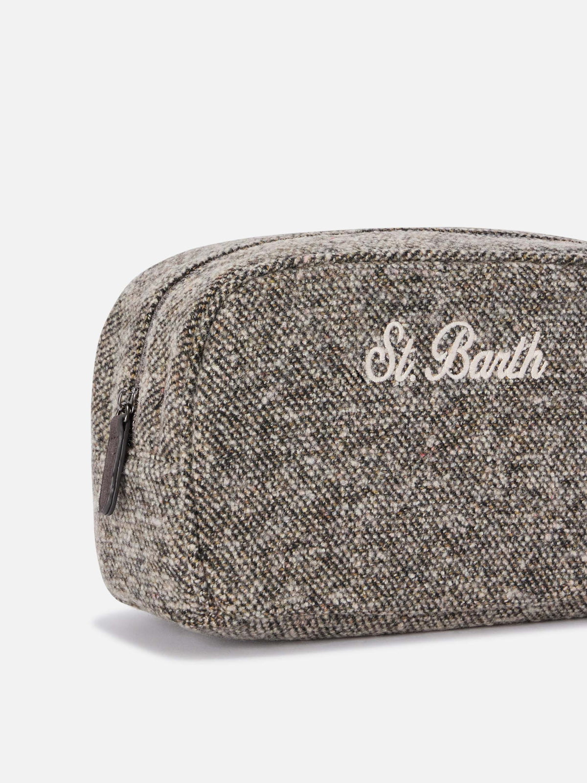 Graues Westwood Beauty Case aus Wollmischung mit Twill-Muster 