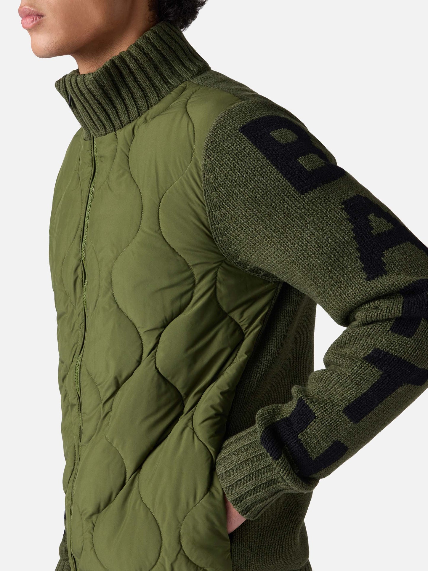 Herren wattierte Jacke in Militärgrün