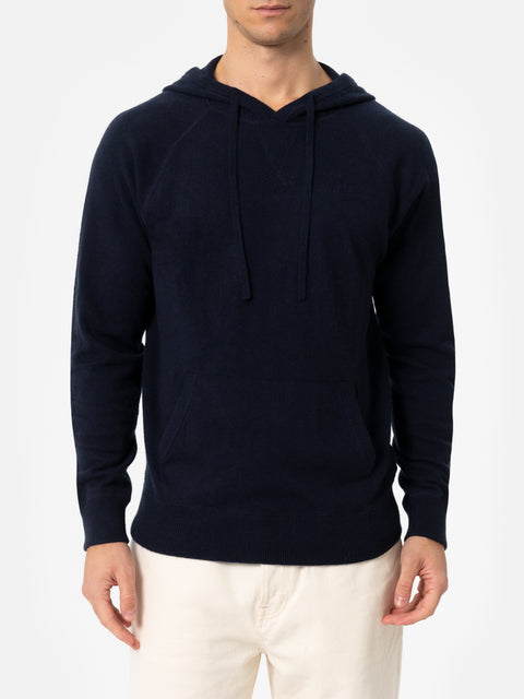 Man navy blue lambswool hooded sweater Mahony - MC2 Saint Barth