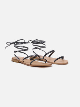 Wrap flat Sandals with bandana print
