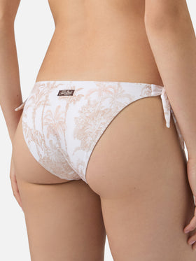 Bikini Gaia Yali blanco y beige toile de jouy 