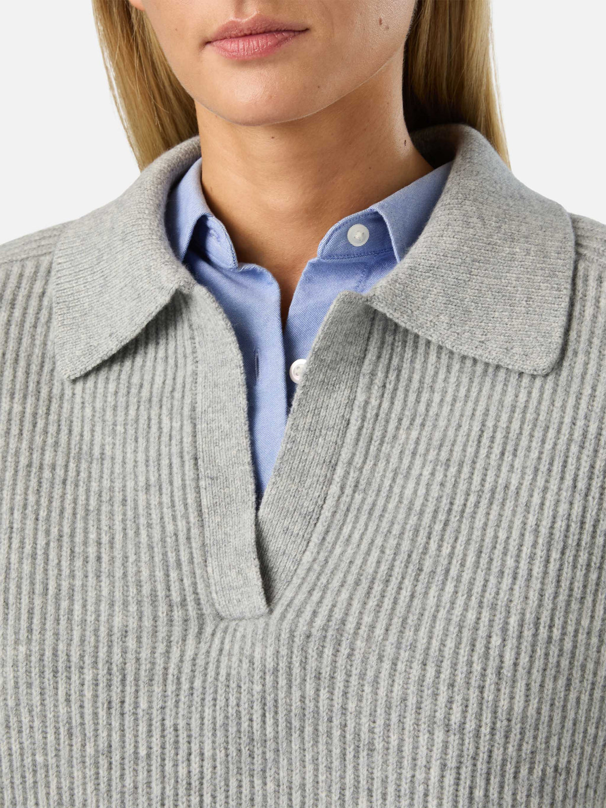 Pull en laine Grey Yaoni à col polo 