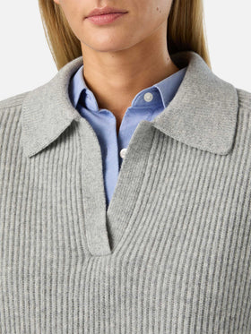 Pull en laine Grey Yaoni à col polo 
