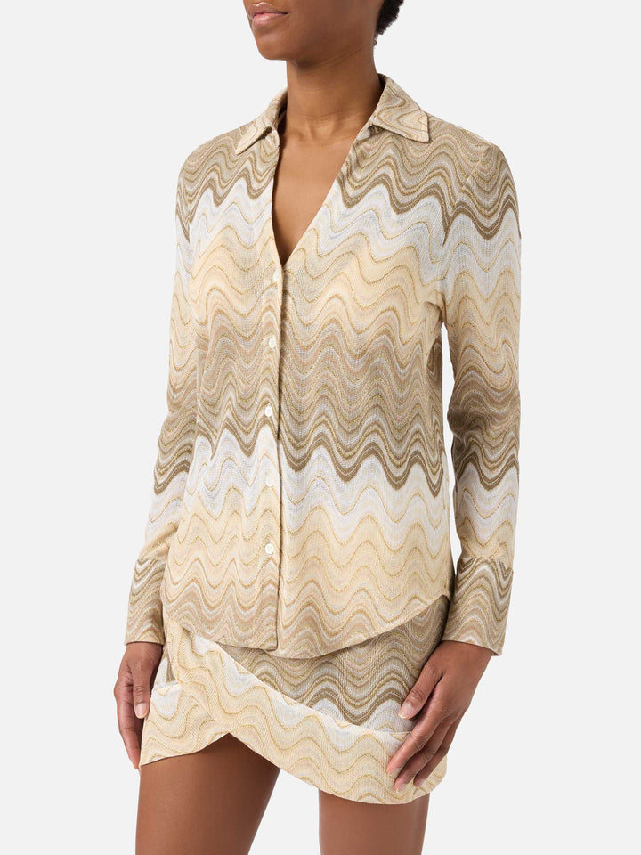Camicia Joys in raschel degradé con motivo a onde
