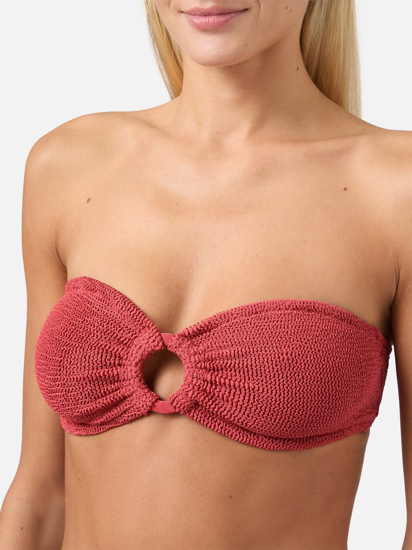 Bandeau-Bikini Yulia Naomi in ziegelrotem Crinkle-Look