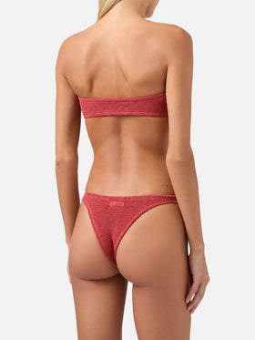 Bandeau-Bikini Yulia Naomi in ziegelrotem Crinkle-Look