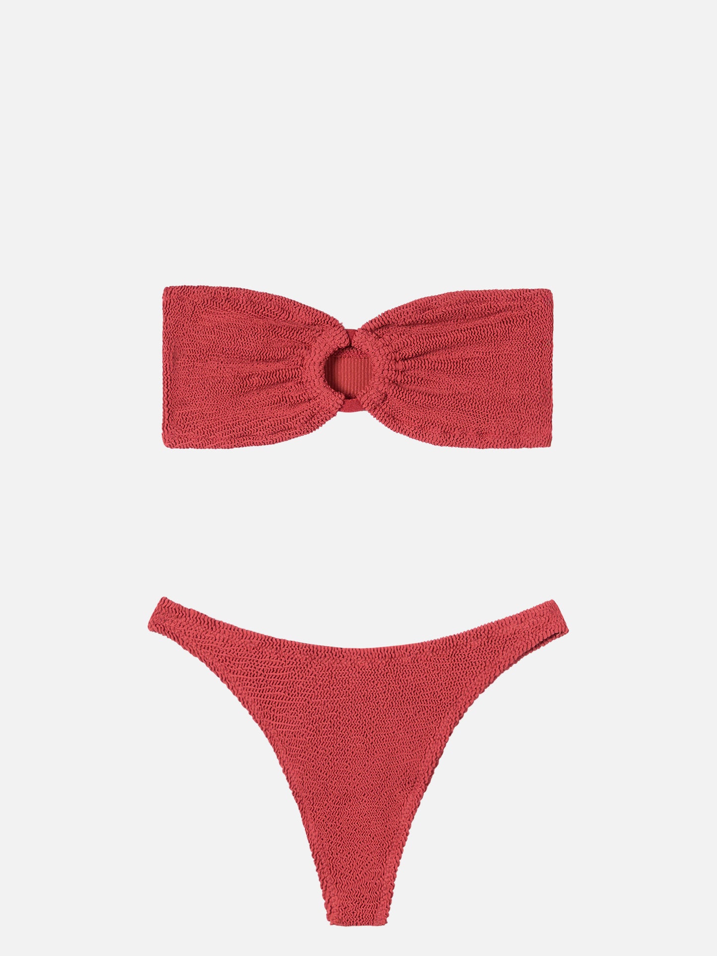 Bandeau-Bikini Yulia Naomi in ziegelrotem Crinkle-Look