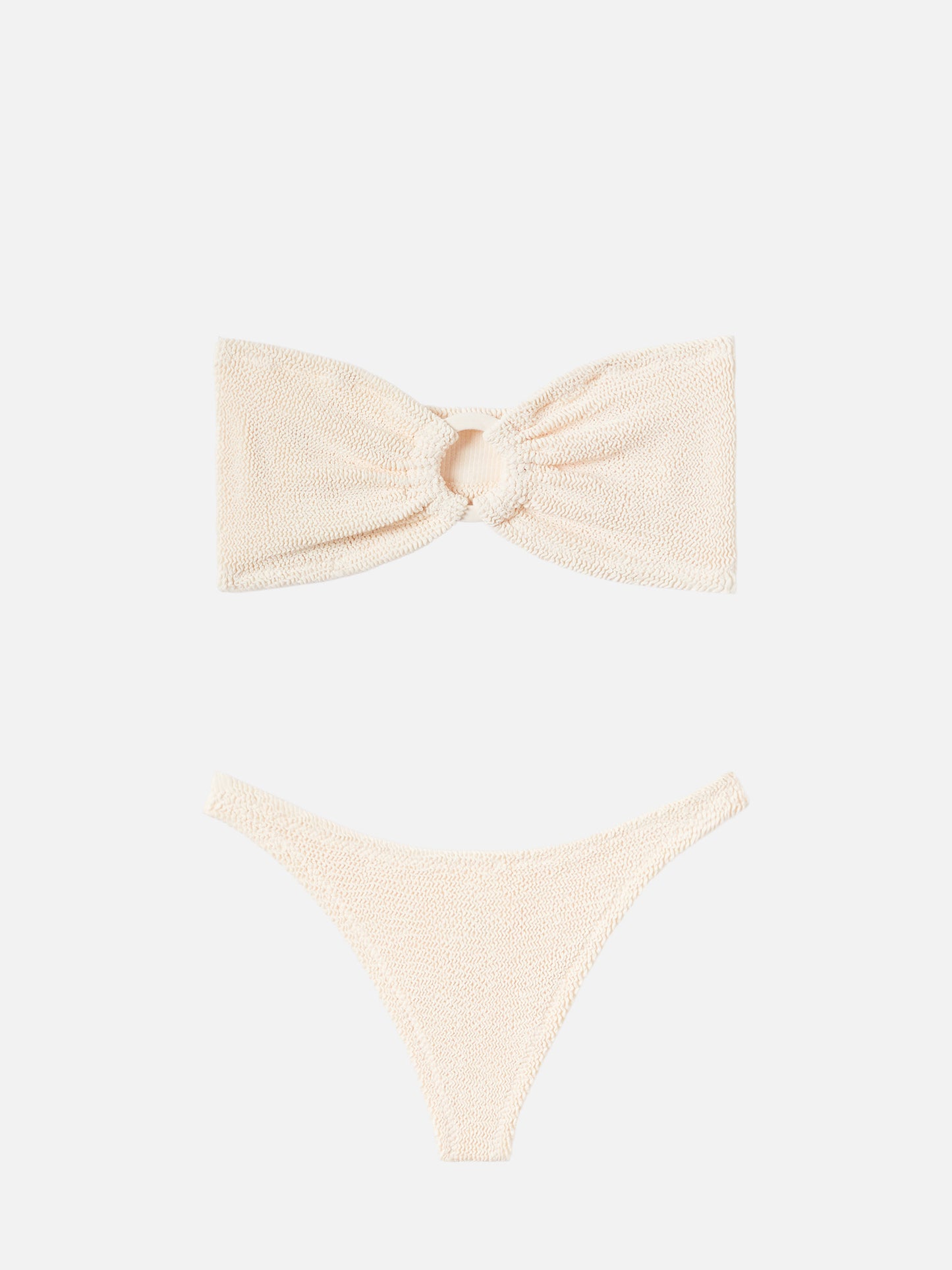 Yulia top bikini a fascia in tessuto crinkle beige