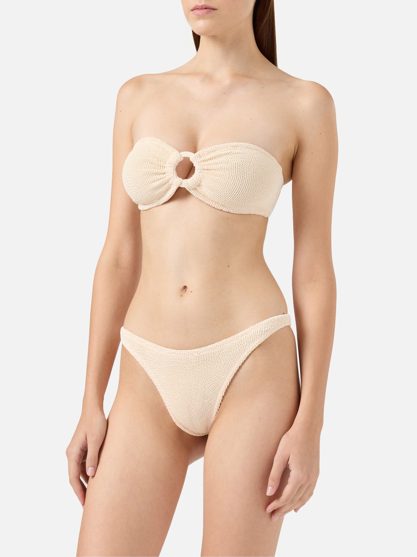 Bikini bandeau Yulia Naomi en crinkle beige 