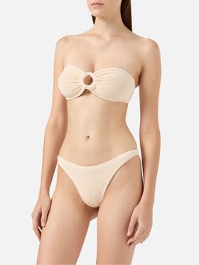 Bikini bandeau Yulia Naomi en crinkle beige 
