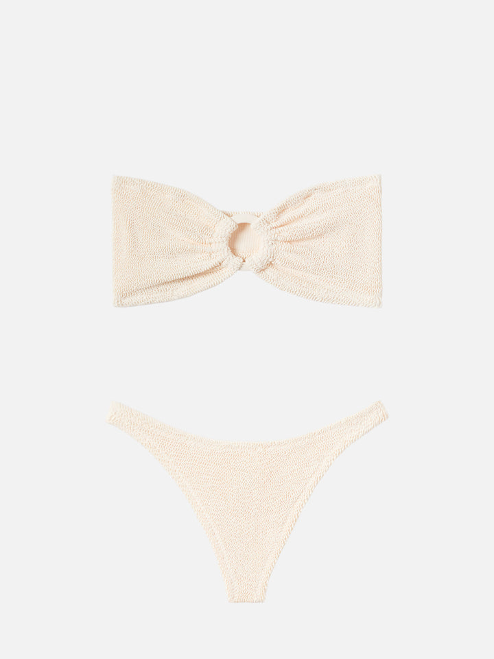 Bandeau bikini Yulia Naomi in crinkle beige
