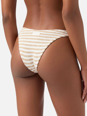 Elise Crinkle-Swim-Slip mit beigefarbenem Streifenprint 