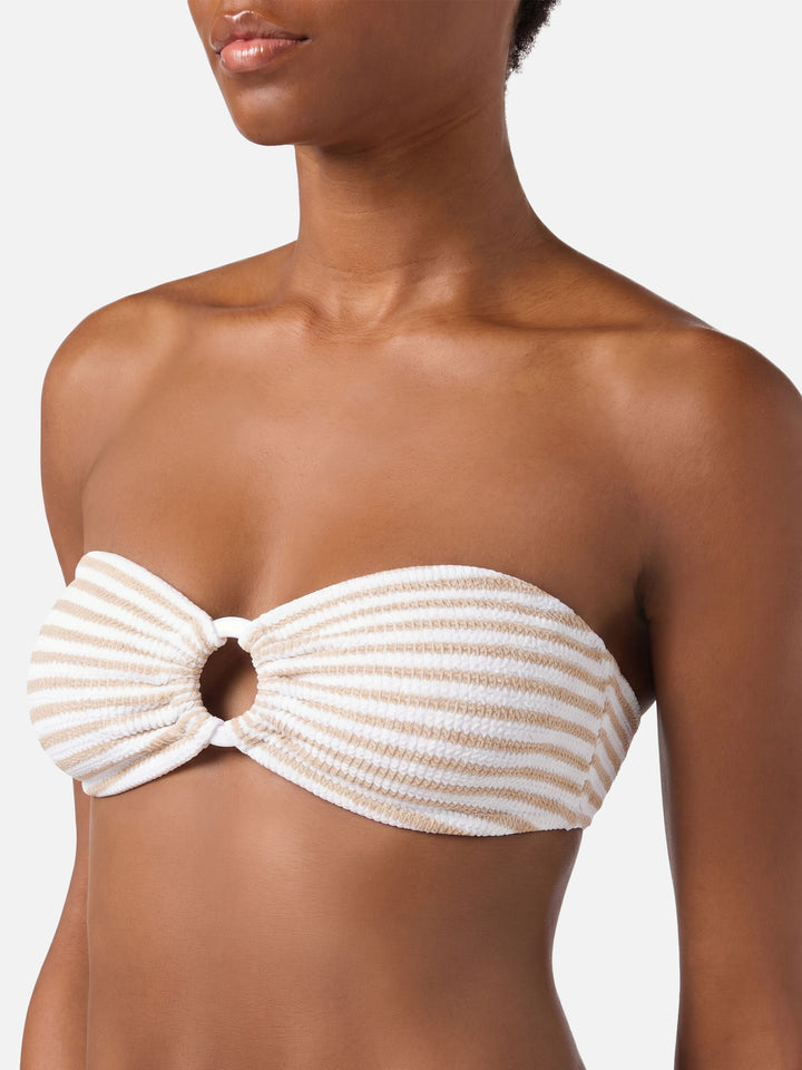 Yulia Crinkle-Bandeau-Top mit Streifendruck