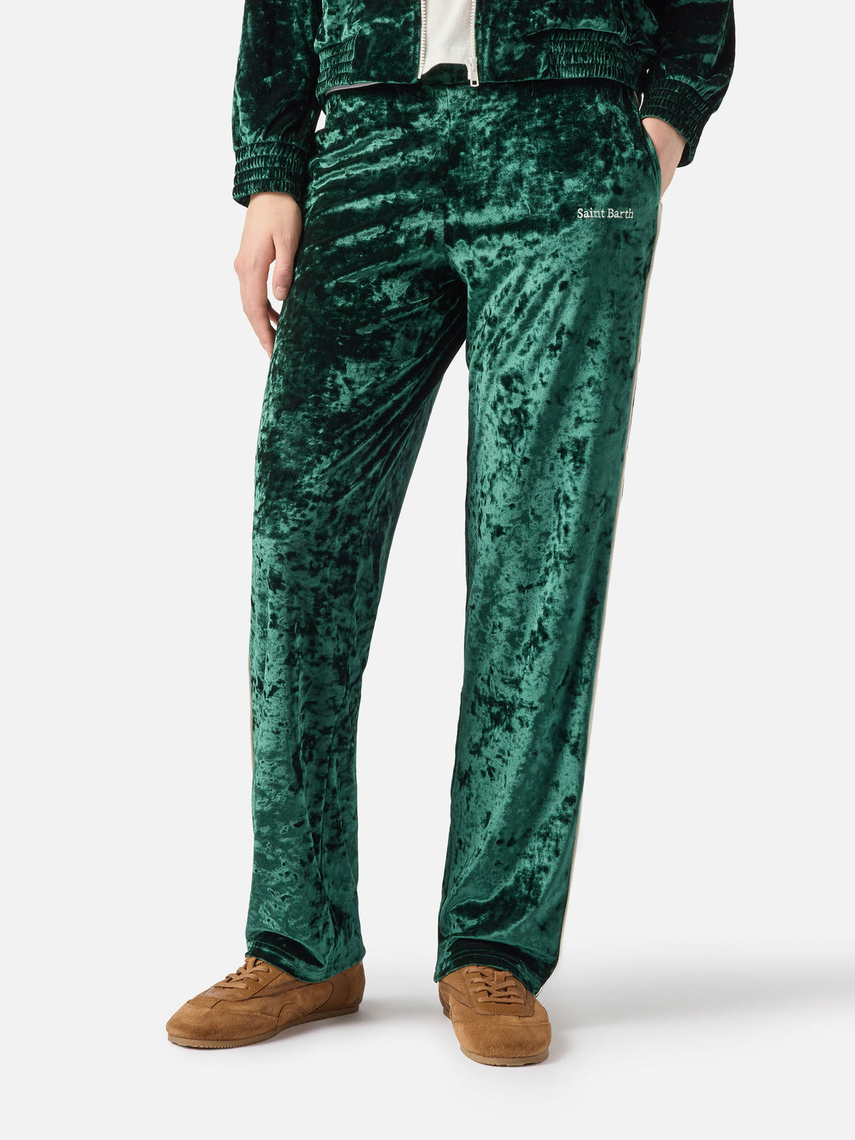 Pantalones Yvonne de chenilla verde 